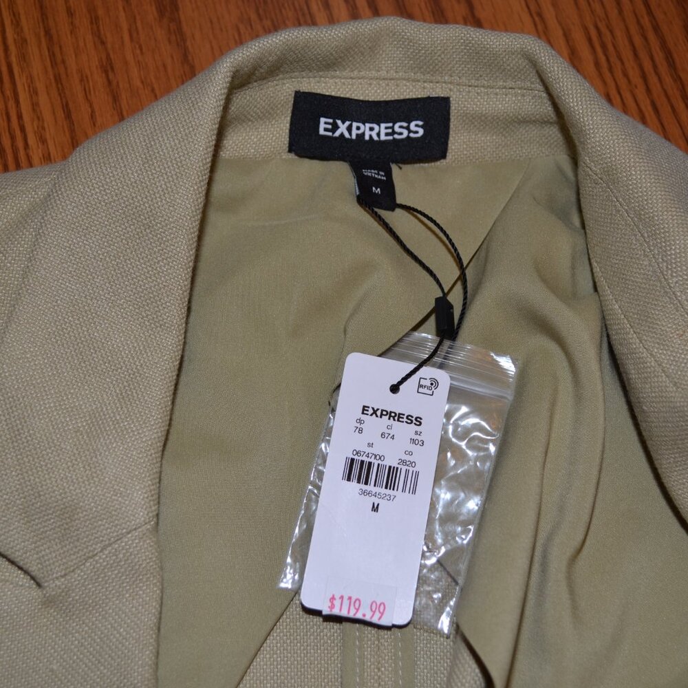 EXPRESS NEW $168 ELM GREEN LINEN BLEND OVERSIZED BOYFRIEND BLAZER SZ M MEDIUM - Picture 9 of 10